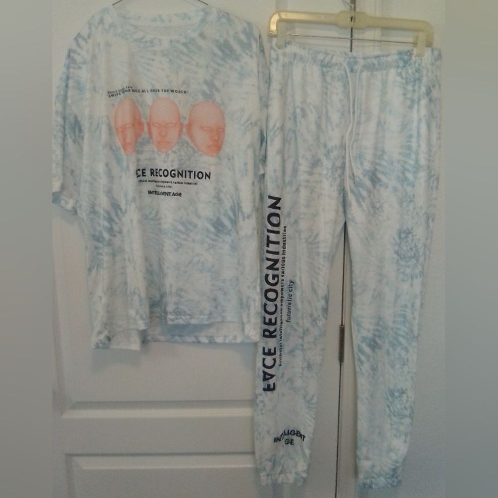 Millennial Face Recognition Tie-Dye Set” shirt Medium, pants Medium NWOT